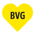 Gelbes Herz mit schwarzem Text "BVG" in der Mitte.